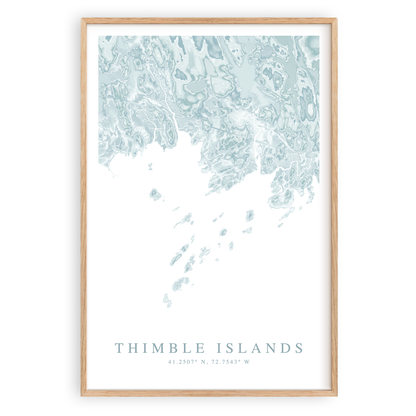 thimble islands connecticut map print in wood frame