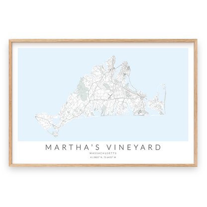 Martha's Vineyard Map Print Landscape