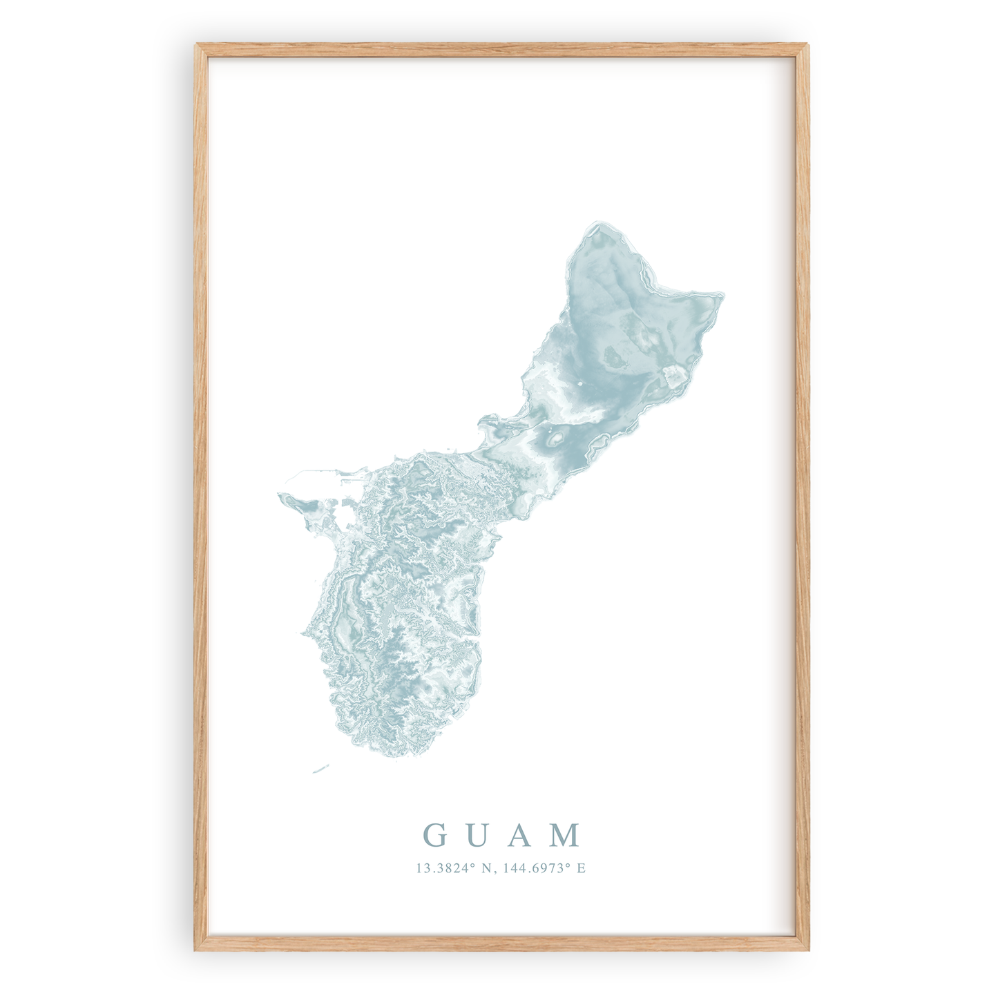 guam map print in wood frame