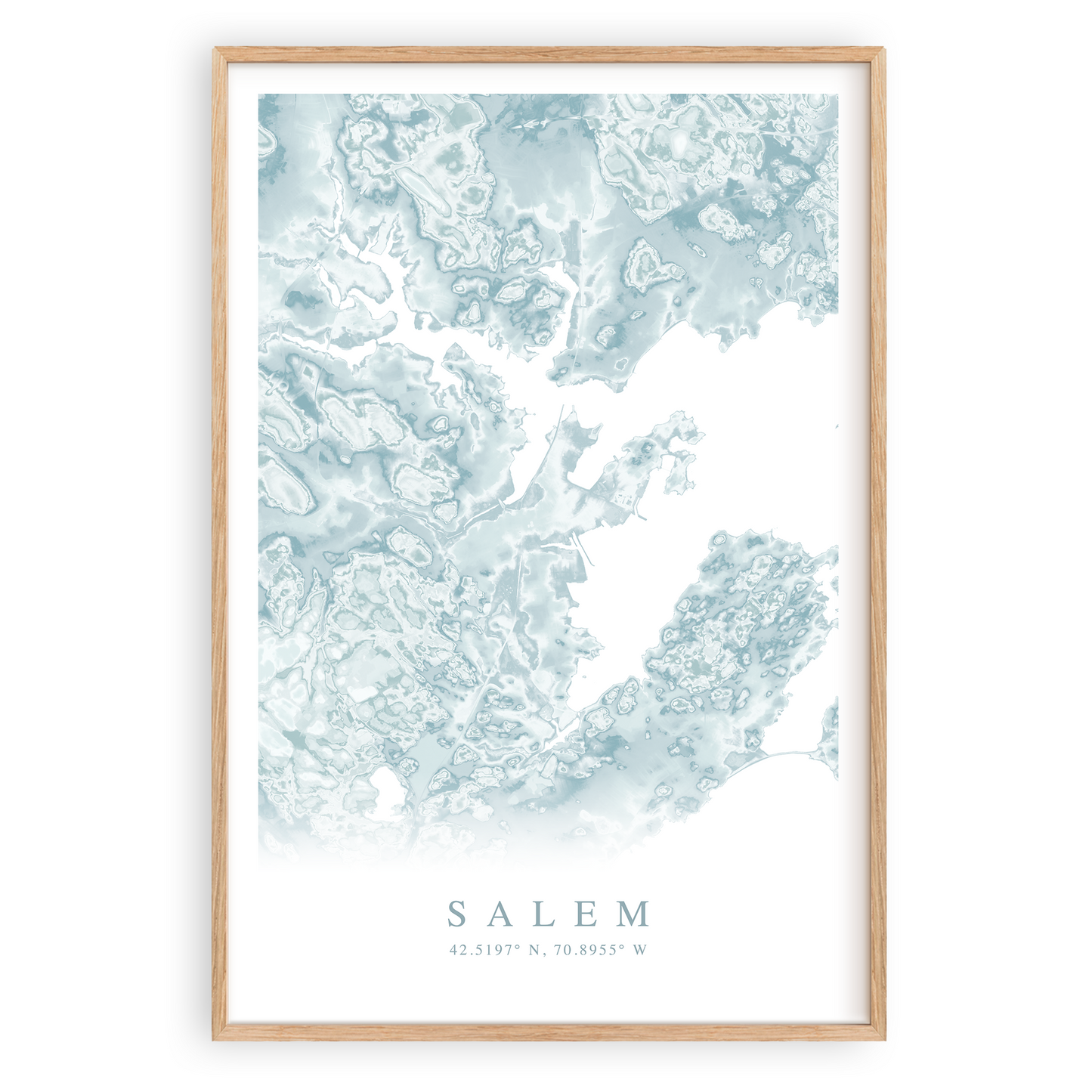 salem massachusetts map poster in wood frame