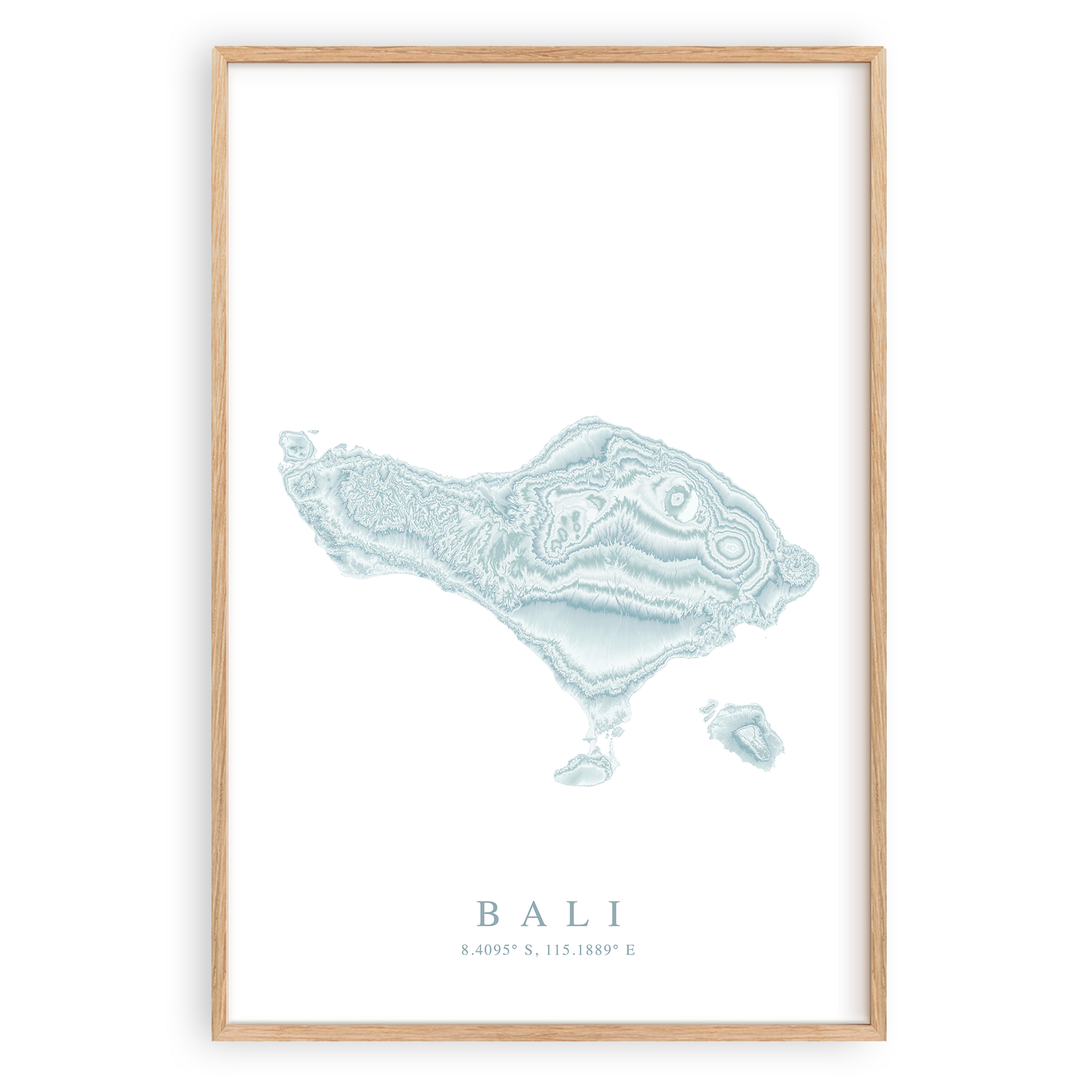 bali indonesia map print in wood frame