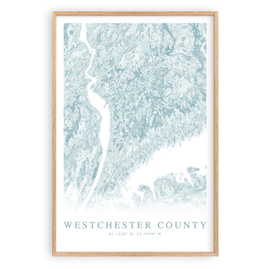 westchester county new york map print in wood frame