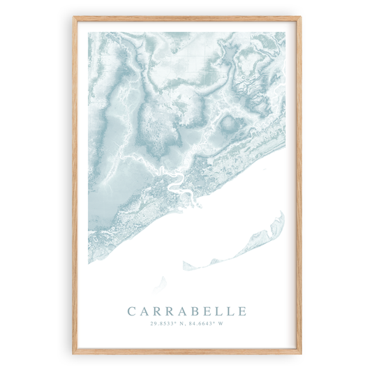 carrabelle florida map print in wood frame