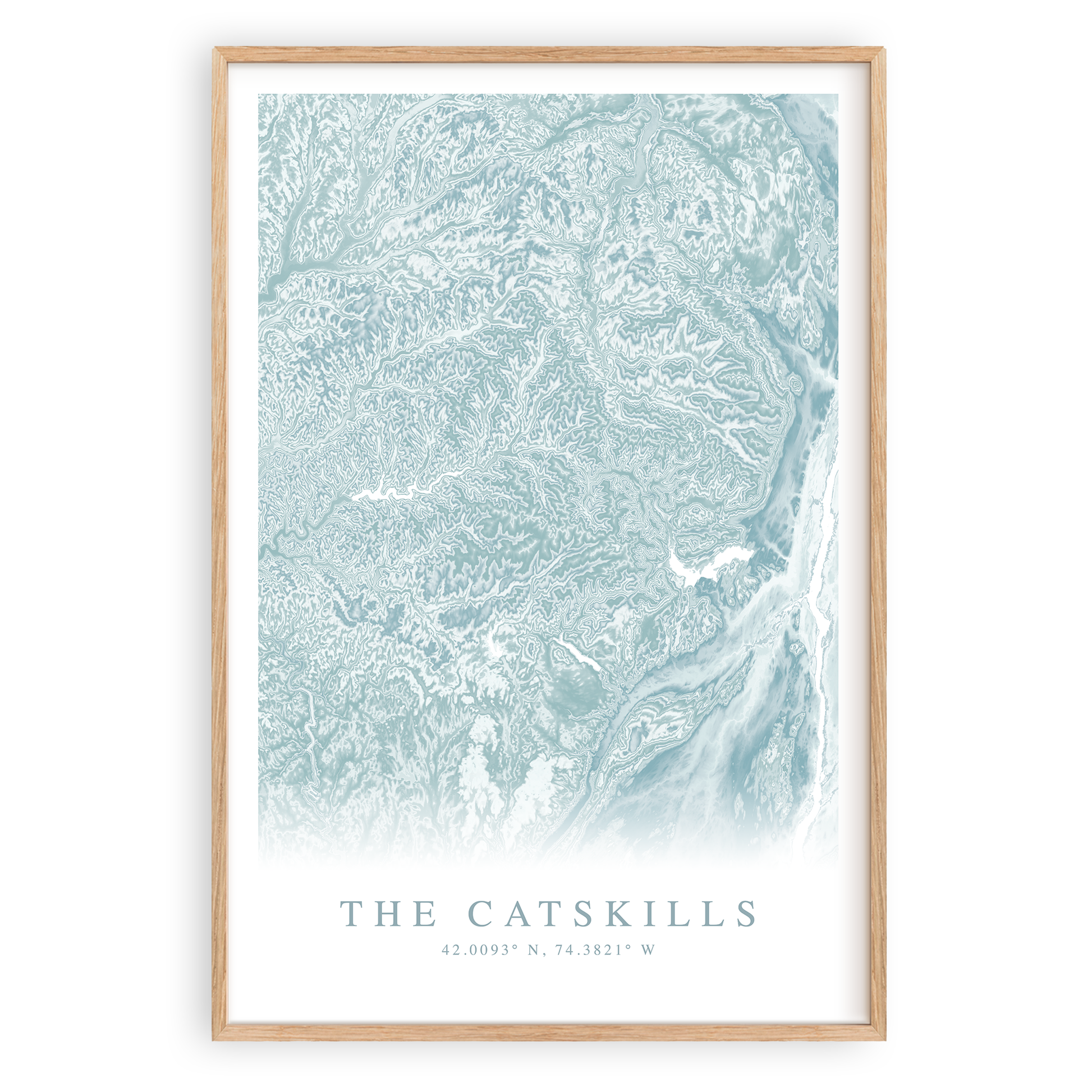 the catskills new york map print in wood frame
