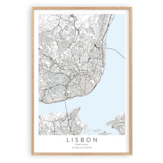 lisbon portugal map print