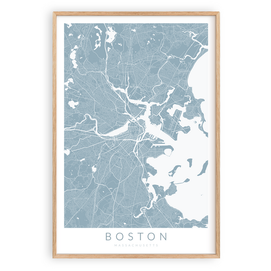 boston map print framed