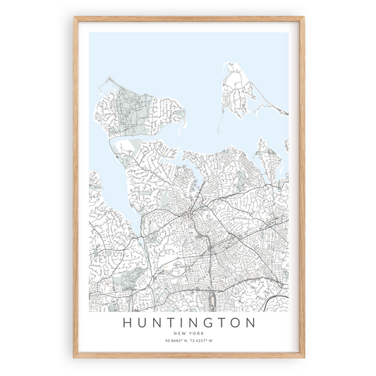 huntington new york map print