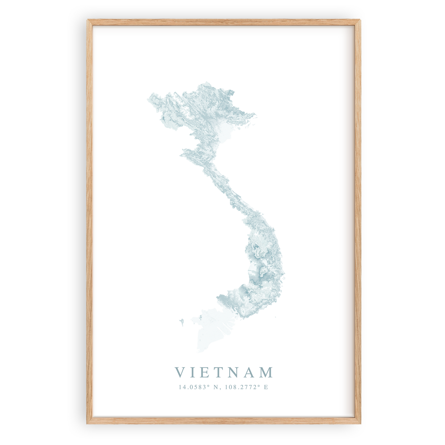 vietnam map poster in wood frame