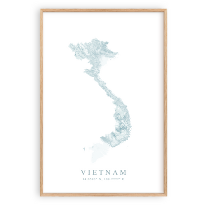 vietnam map poster in wood frame