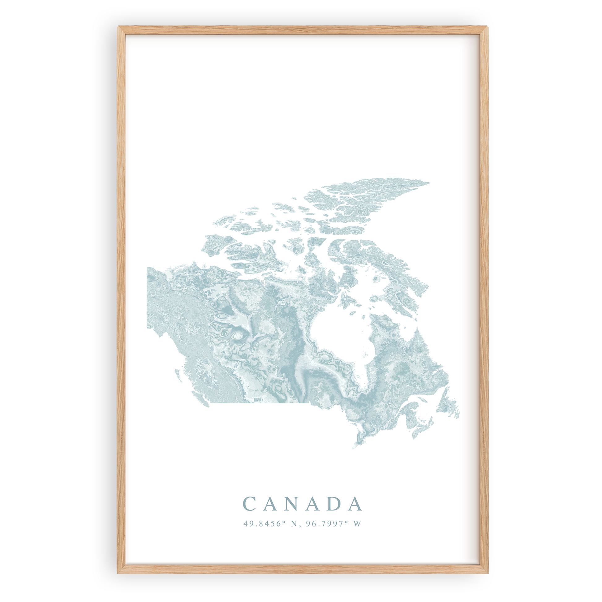 canada map print in wood frame