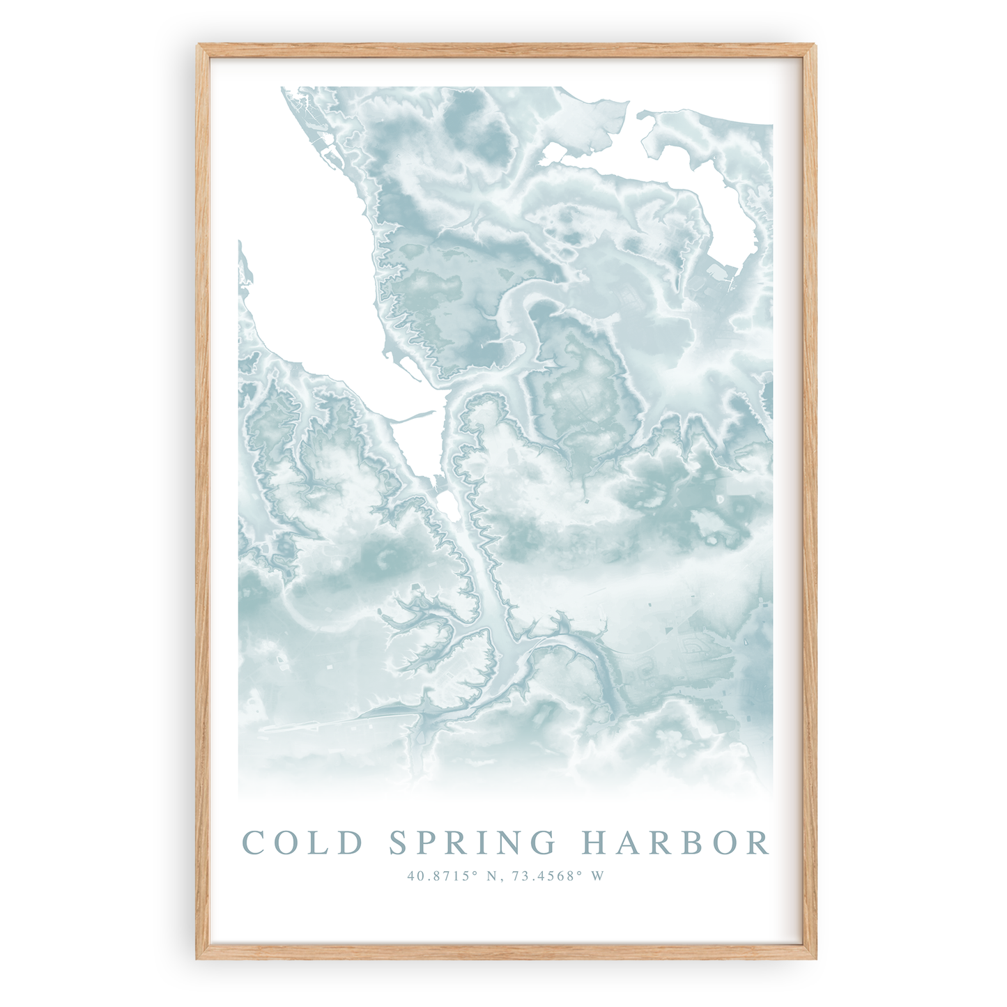 cold spring harbor new york map print in wood frame