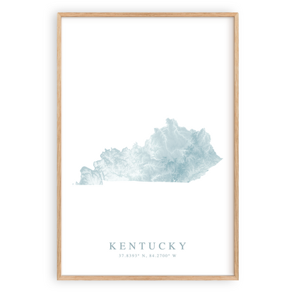 kentucky state map poster in wood frame