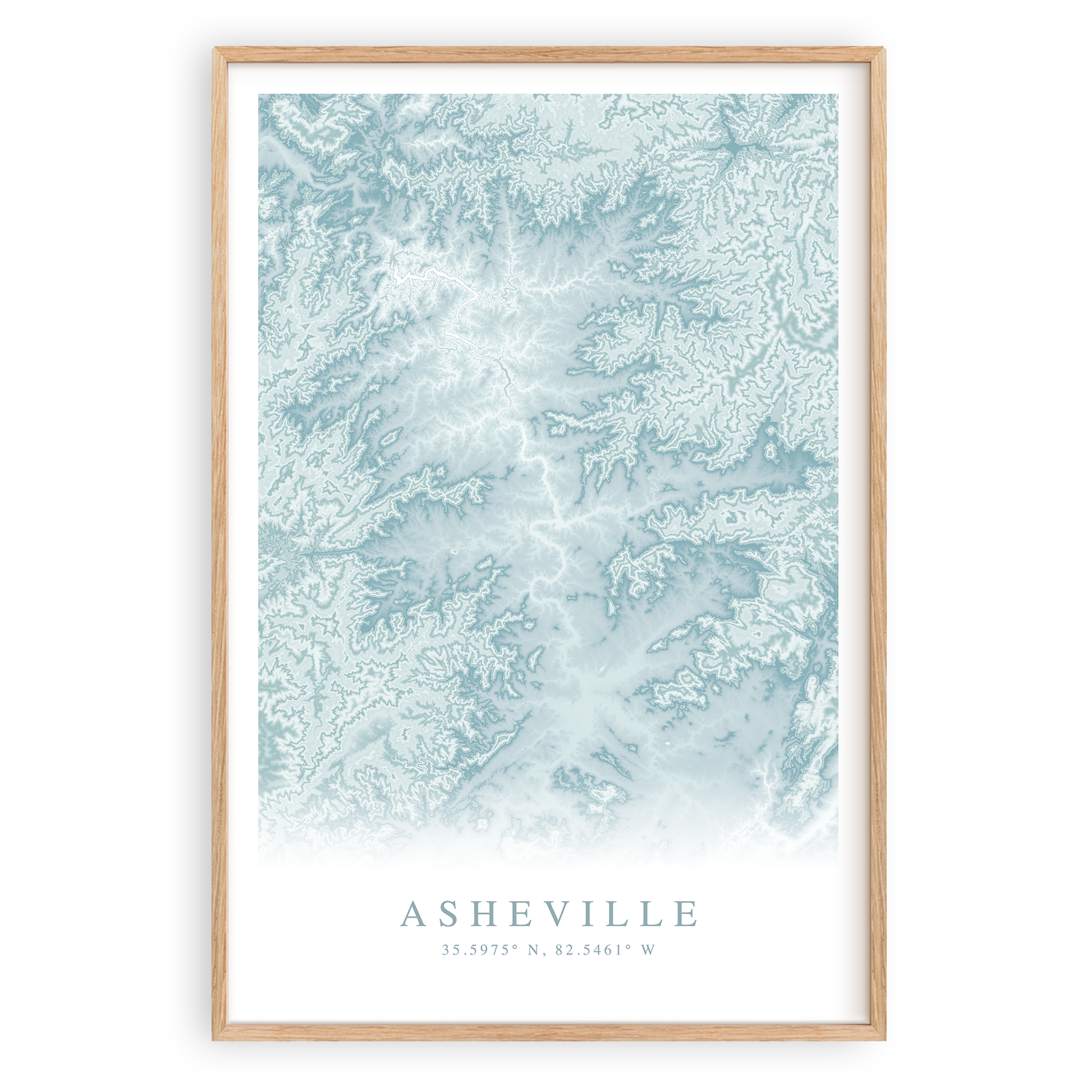 asheville north carolina map print in wood frame