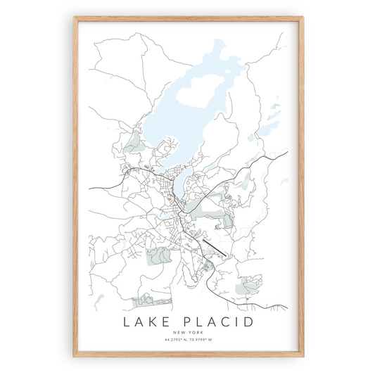 lake placid new york map print