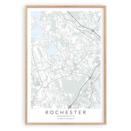 rochester massachusetts map in wood frame