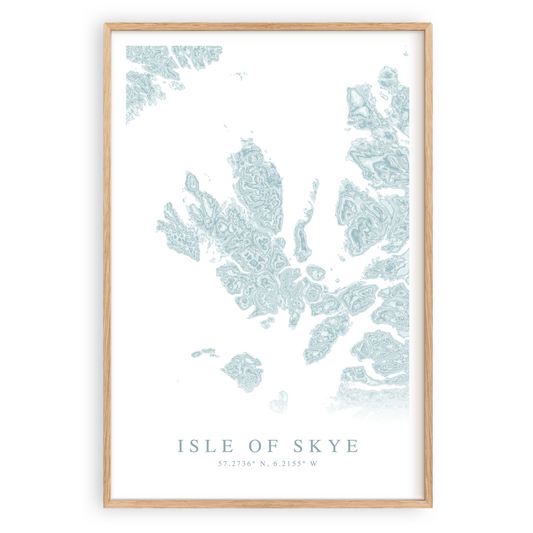 isle of skye map print in wood frame