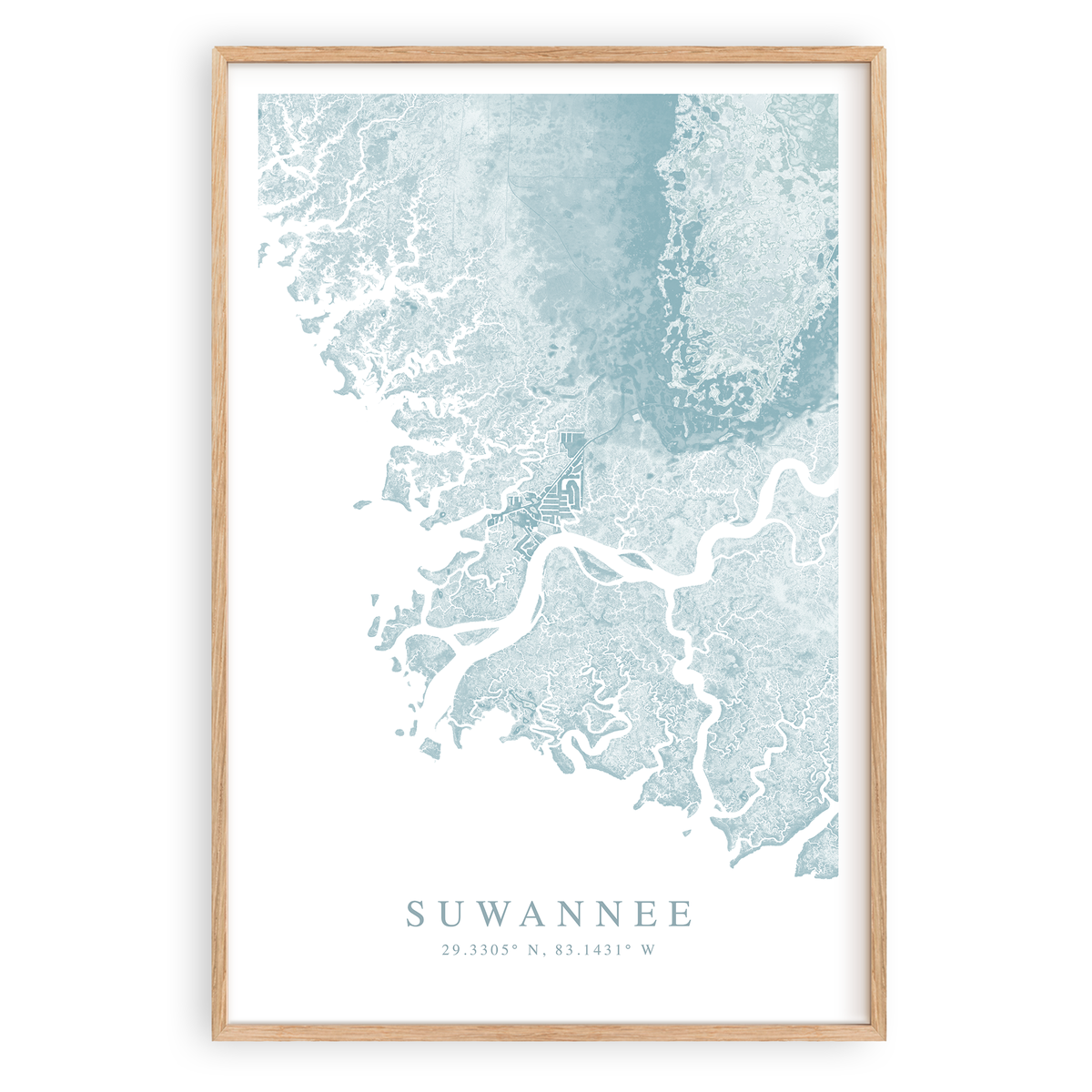 suwannee florida map print in wood frame