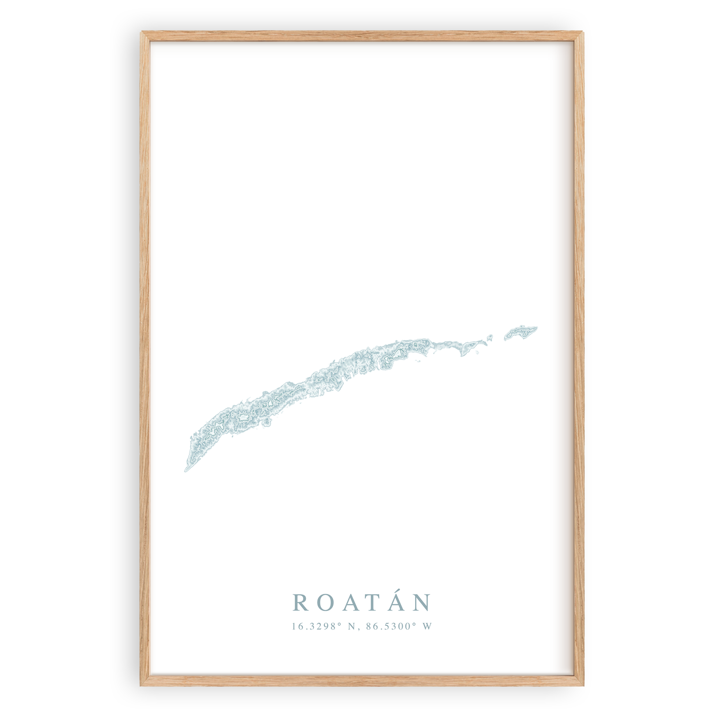 roatan honduras map print in wood frame