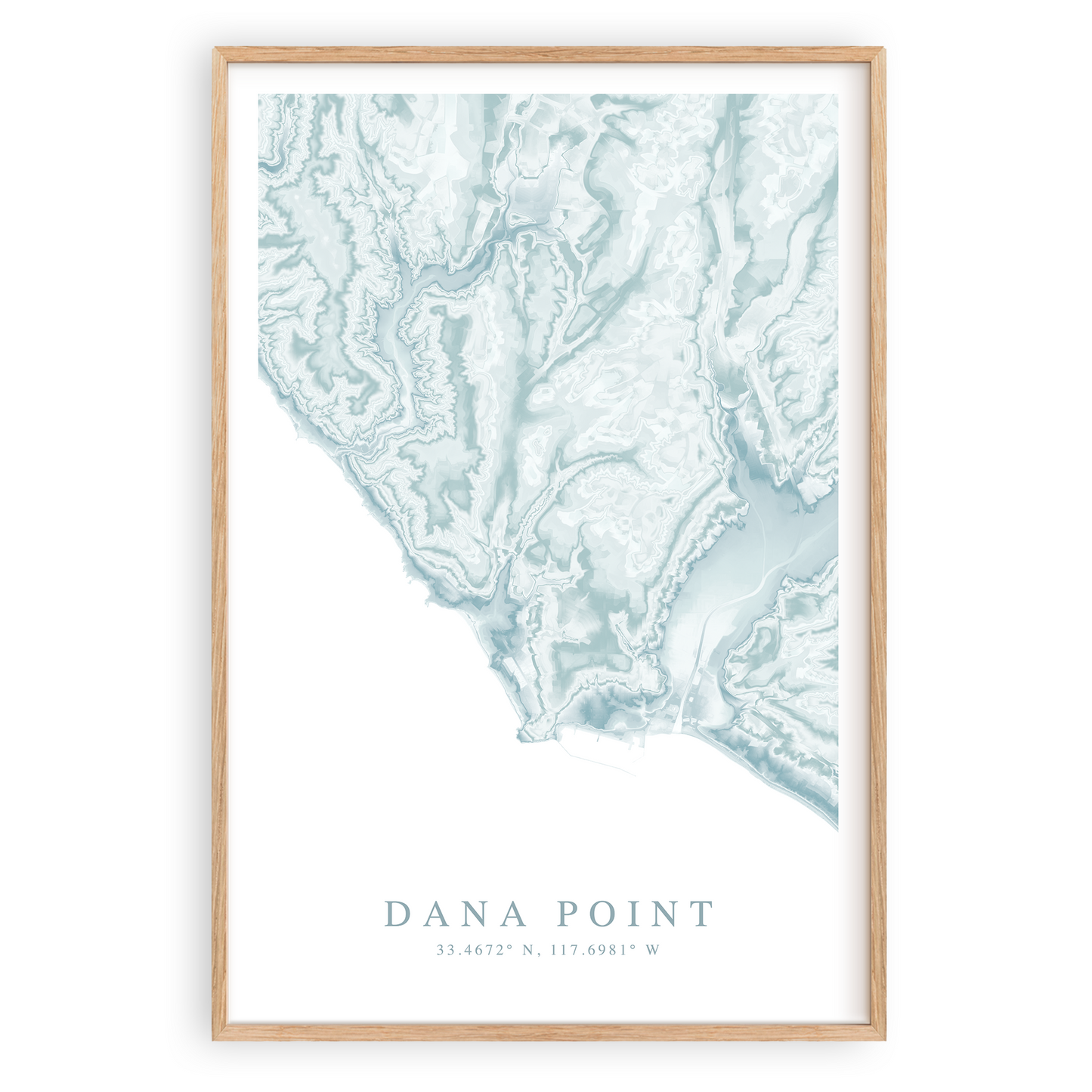 dana point california map print in wood frame