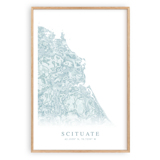 scituate massachusetts map poster in wood frame