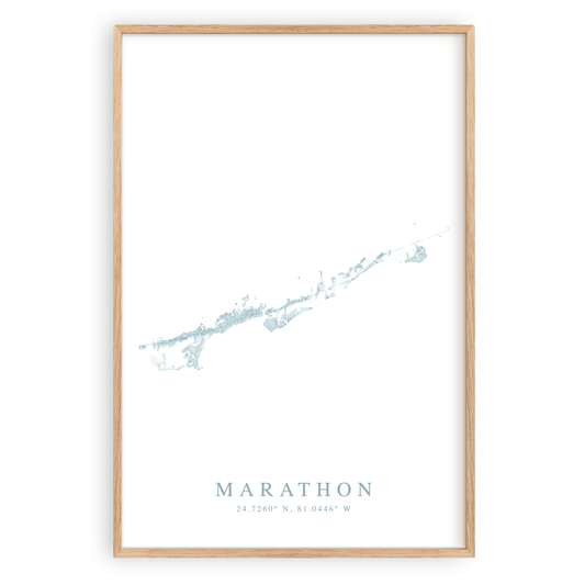 marathon florida map print in wood frame