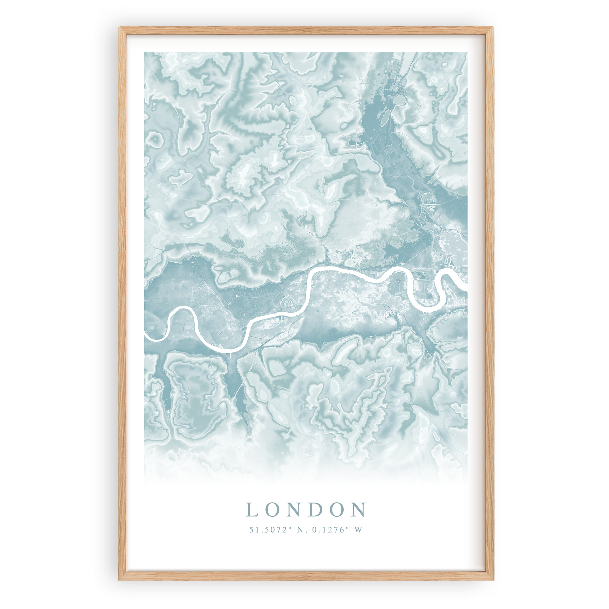 london england map print in wood frame