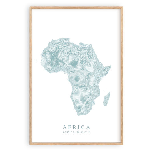africa map print in wood frame