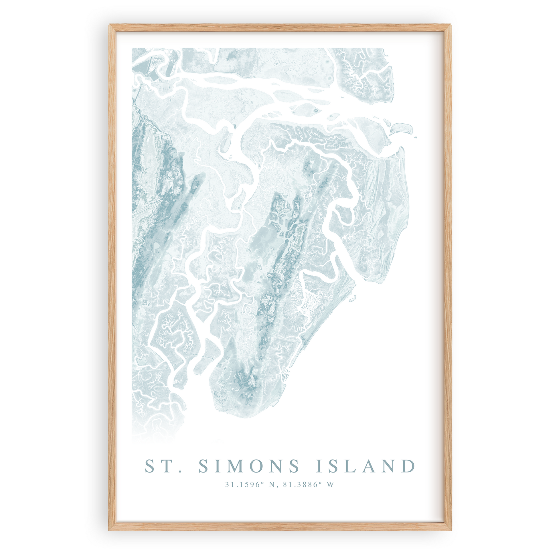 st simons island georgia map print in wood frame