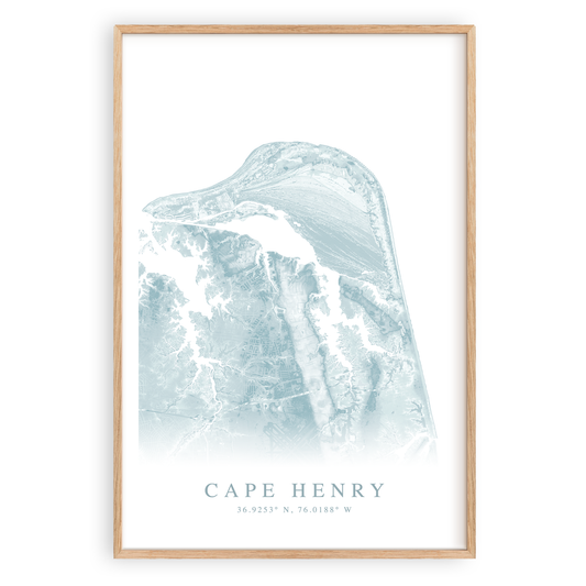 cape henry virginia map print in wood frame