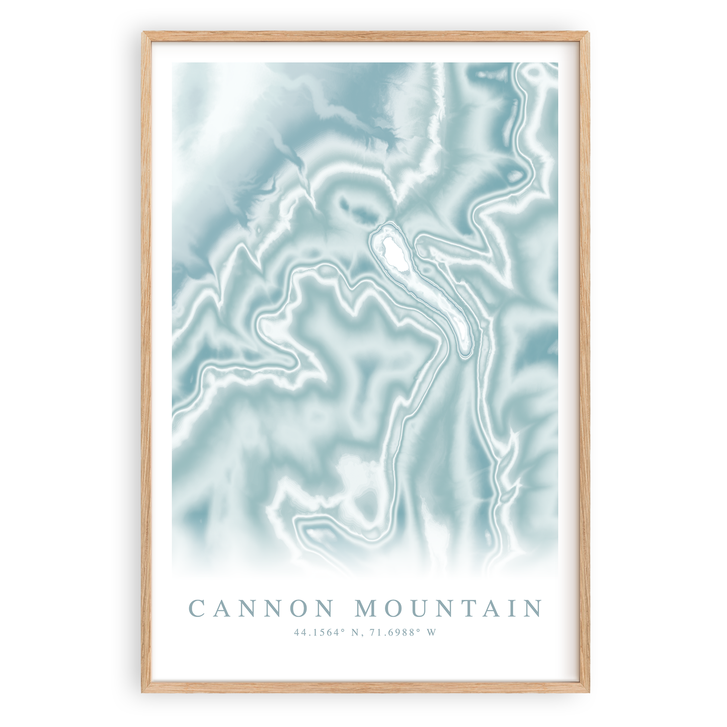 cannon mountain new hampshire map print in wood frame