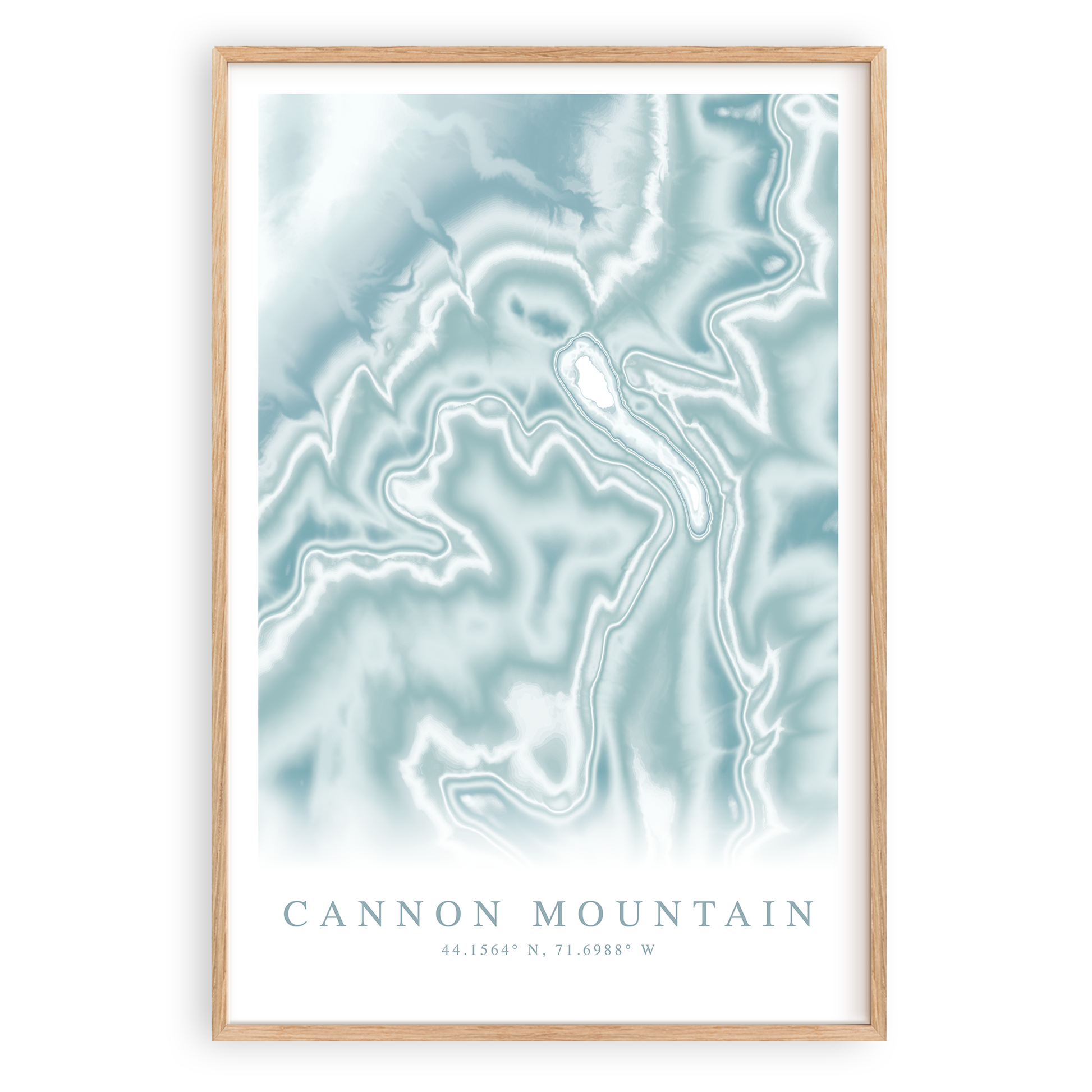 cannon mountain new hampshire map print in wood frame