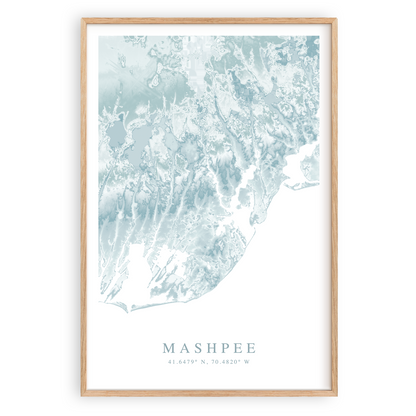 mashpee cape cod map poster in wood frame