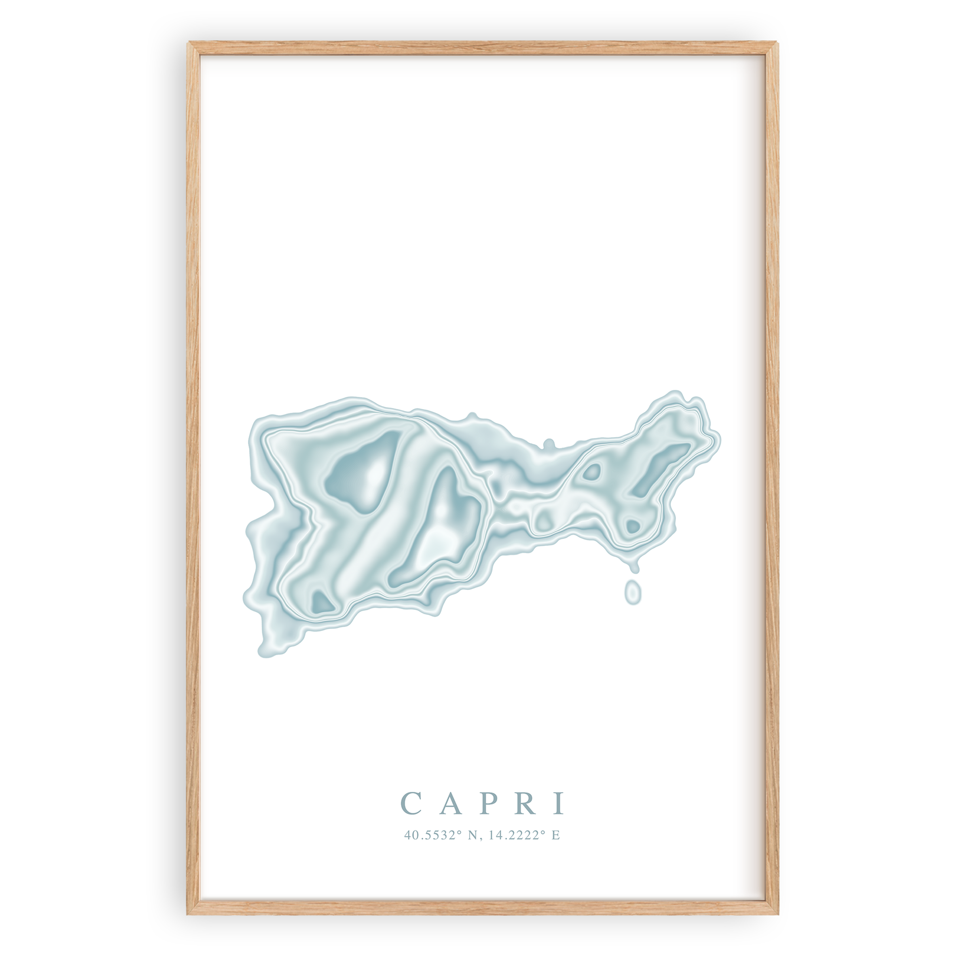 capri italy map print in wood frame