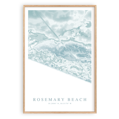 rosemary beach Florida maps print in wood frame