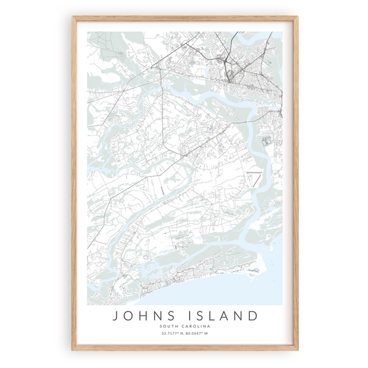 johns island south carolina map print