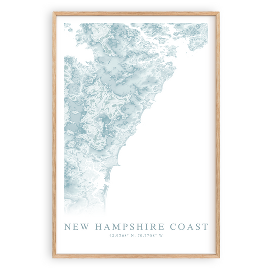 new hampshire coast map print