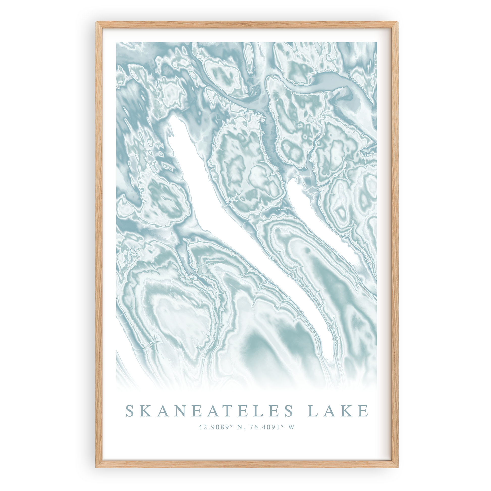 skaneateles lake new york map print in wood frame