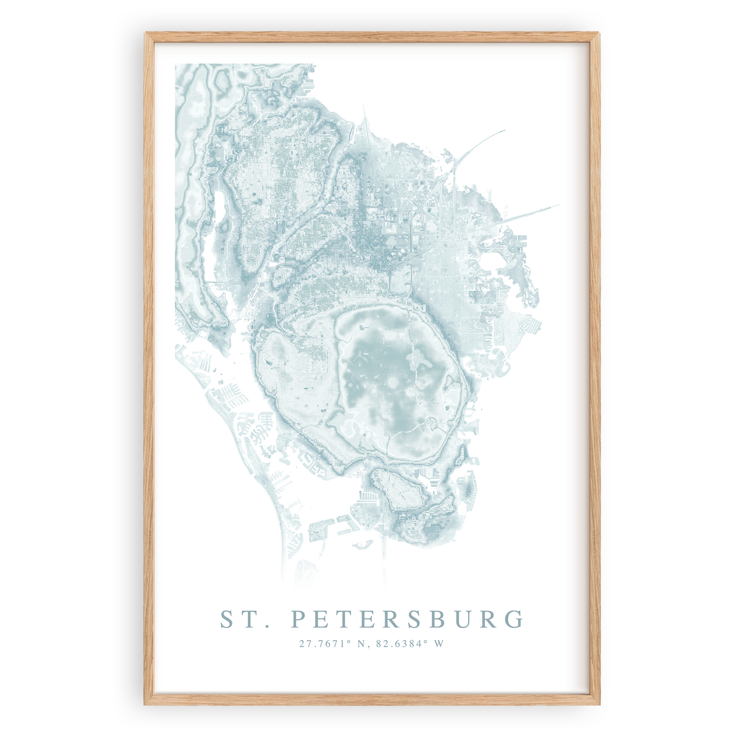 st petersburg florida map print in wood frame