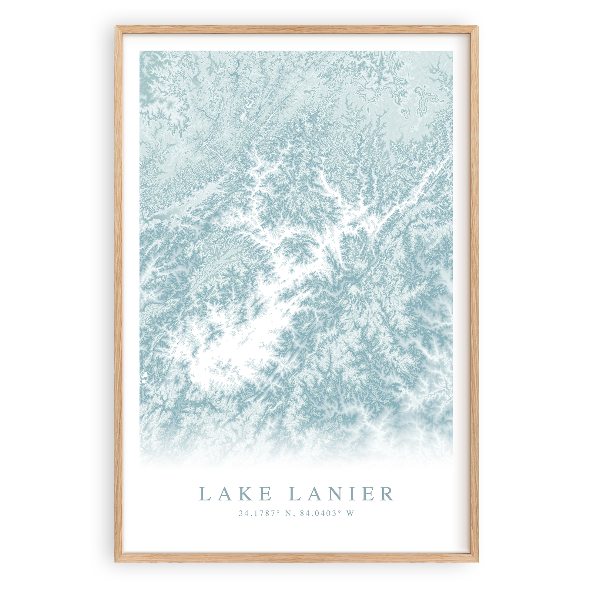 lake lanier georgia map print in wood frame