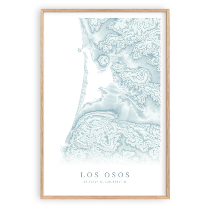 los osos california map print in wood frame