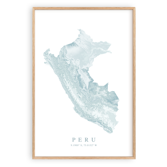 peru map print in wood frame