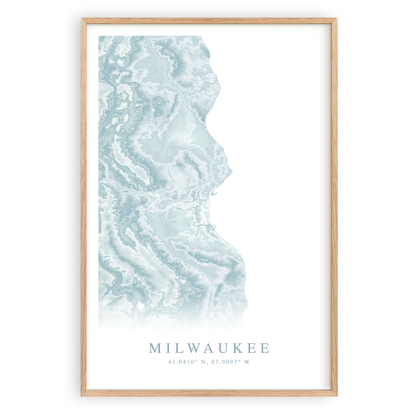 milwaukee wisconin map print in wood frame
