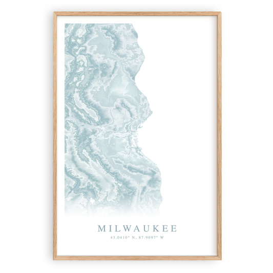 milwaukee wisconin map print in wood frame