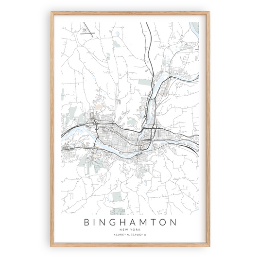 binghamton new york map print