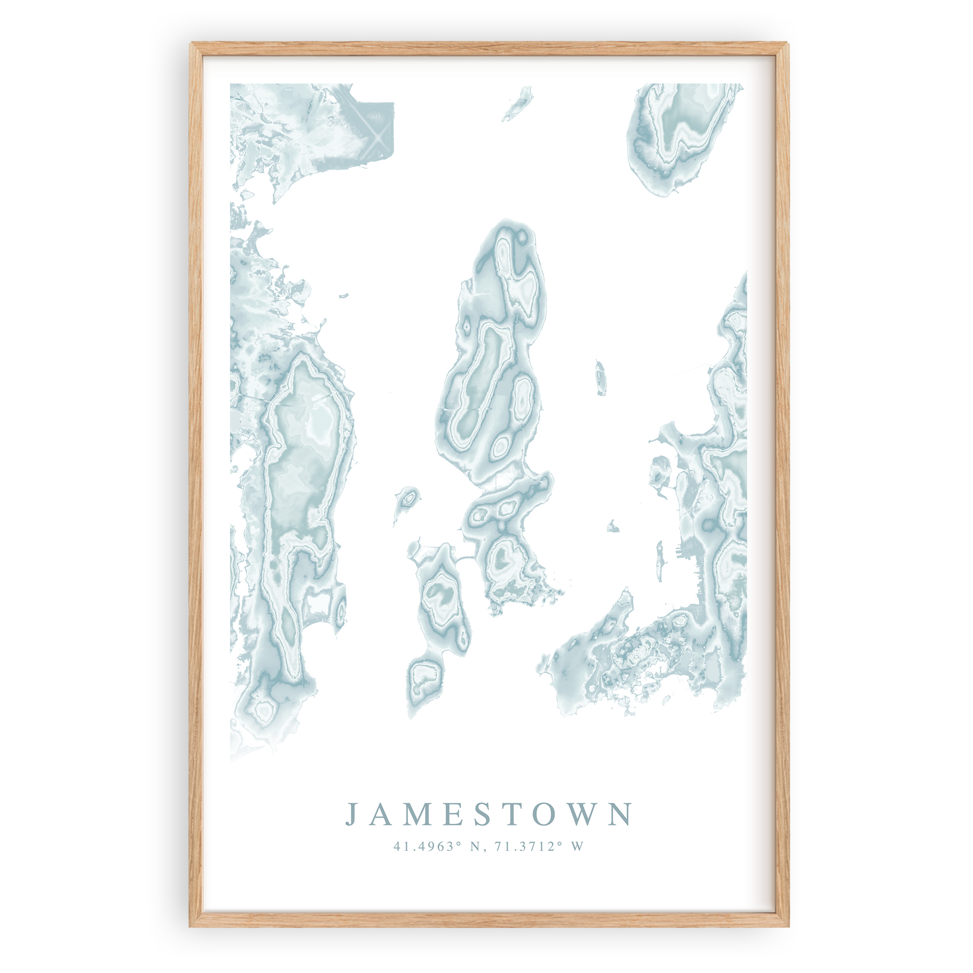 jamestown rhode island map poster in wood frame