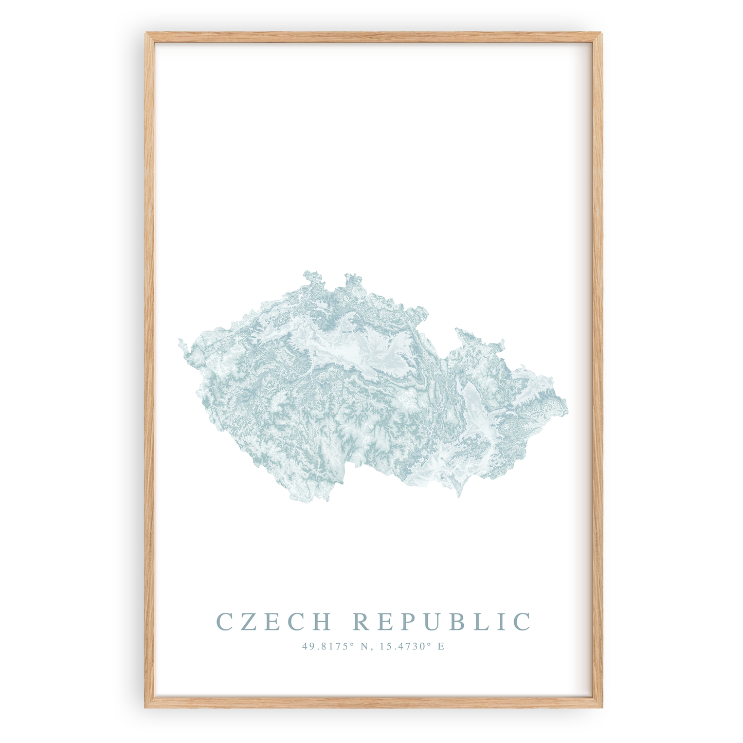 czech republic map print in wood frame