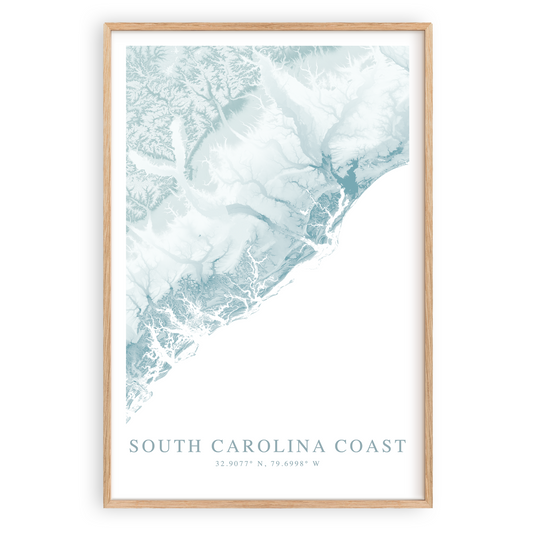 south carolina coast map poster