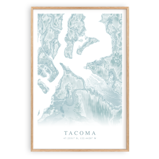 tacoma washington map print in wood frame