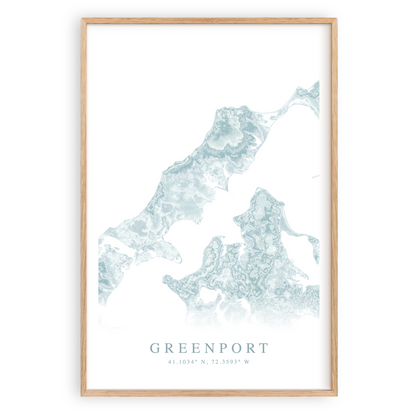 greenport new york map print in wood frame