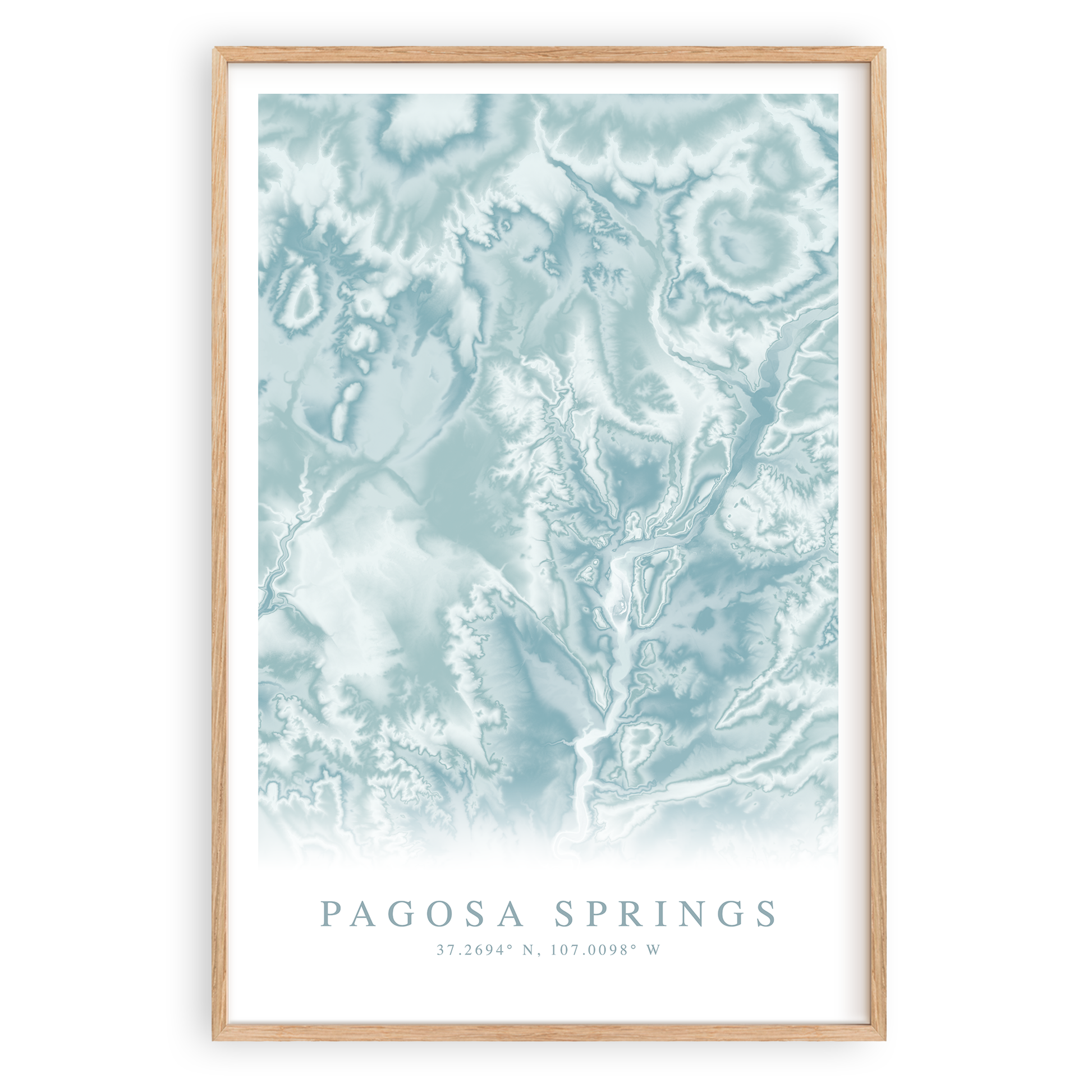 pagosa springs colorado map print in wood frame